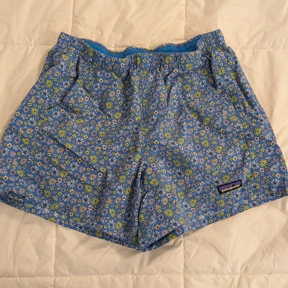 Patagonia Blue Floral Baggies Shorts